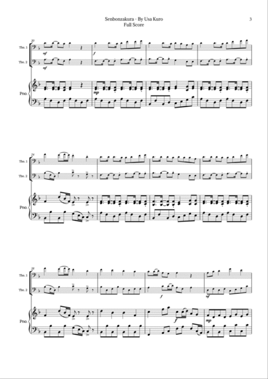 Senbonzakura Trombone Duet scores gallery preview page 3