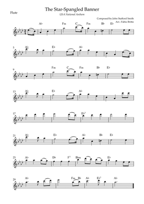 The Star Spangled Banner (USA National Anthem) for Flute Solo with Chords (Ab Major)