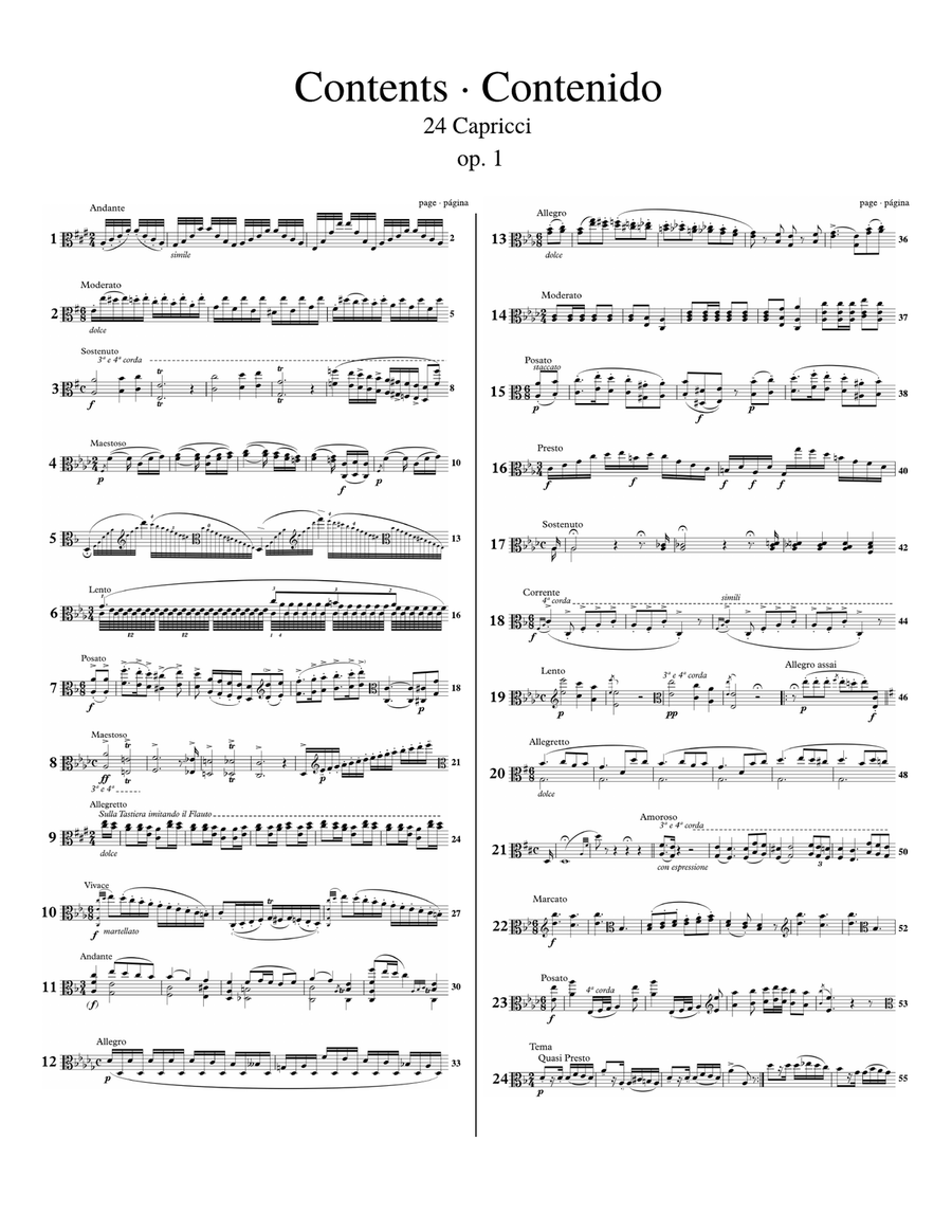Paganini: 24 Caprices for Viola URTEXT Viola Solo scores gallery preview page 3
