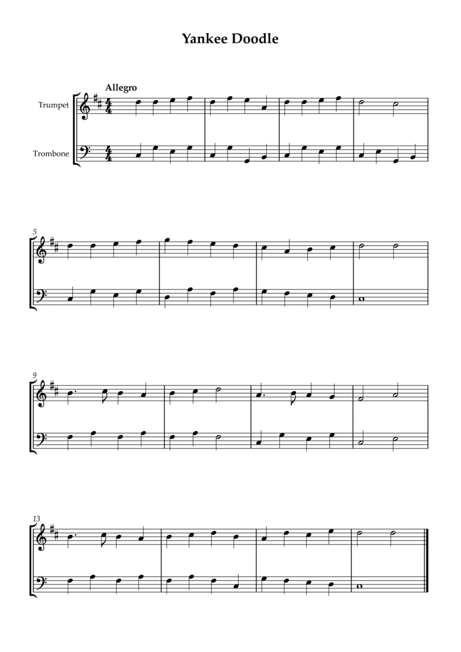 Yankee Doodle Yankee Doodle Brass Duet scores gallery preview page 1