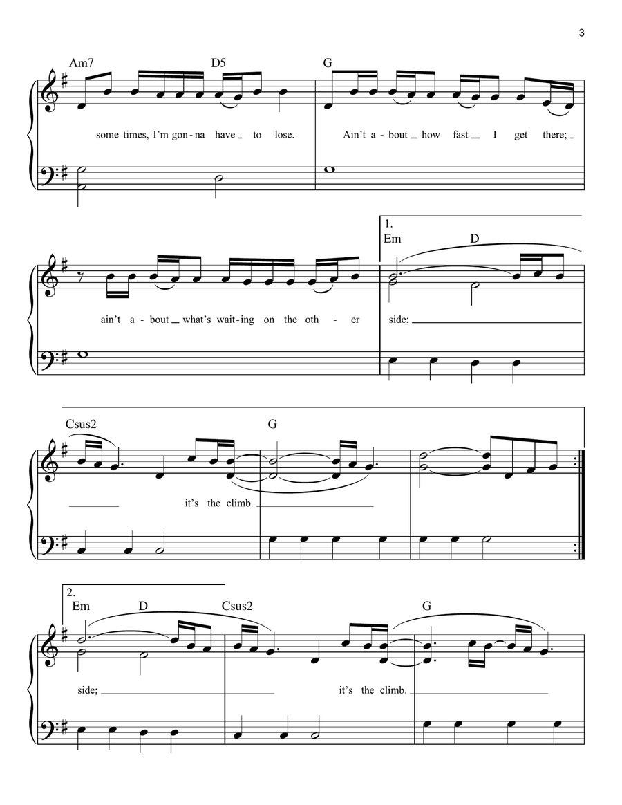 The Climb (from Hannah Montana: The Movie) Easy Piano scores gallery preview page 3