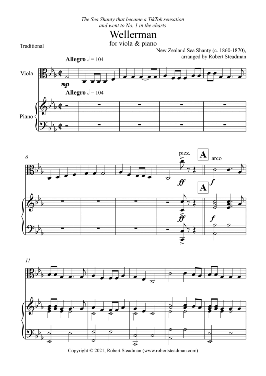 Wellerman (Viola & Piano) Viola scores gallery preview page 1