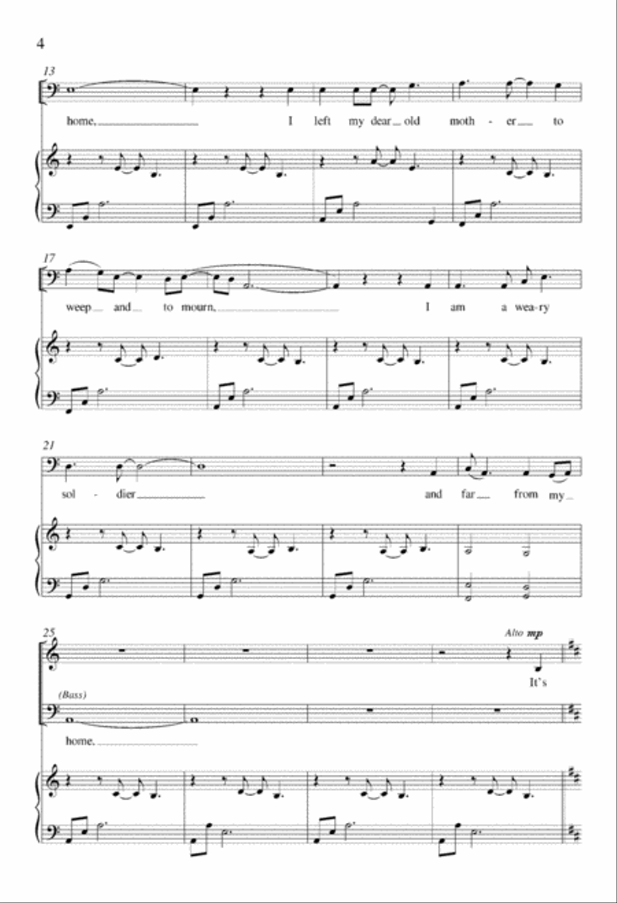 I Am a Weary Soldier 4-Part scores gallery preview page 4