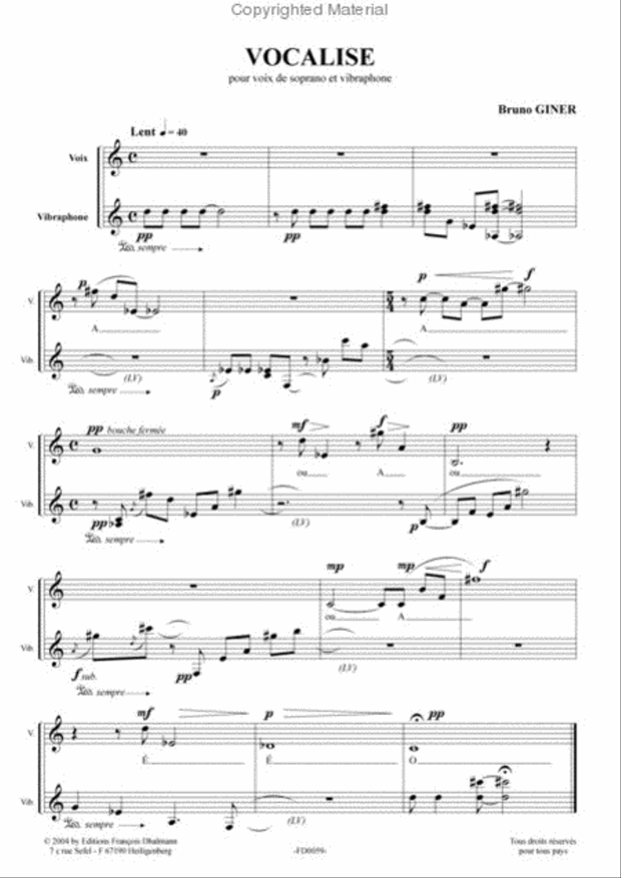 Trois vocalises. Voix et percussion. Score scores gallery preview page 2