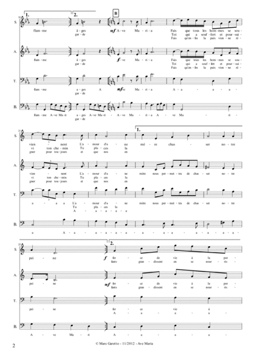AVE MARIA - Marc GARETTO for SATB Choir image number null
