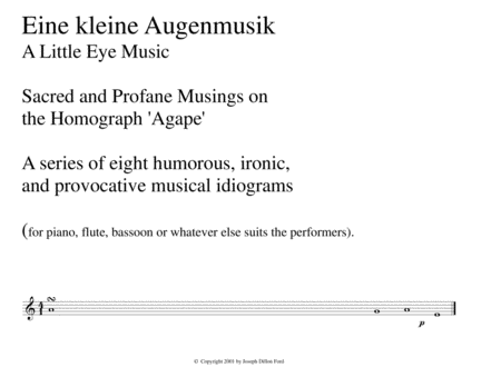 Eine kleine Augenmusik - A Little Eye Music - Sacred and Profane Musings on the Homograph 'Agape' fo image number null