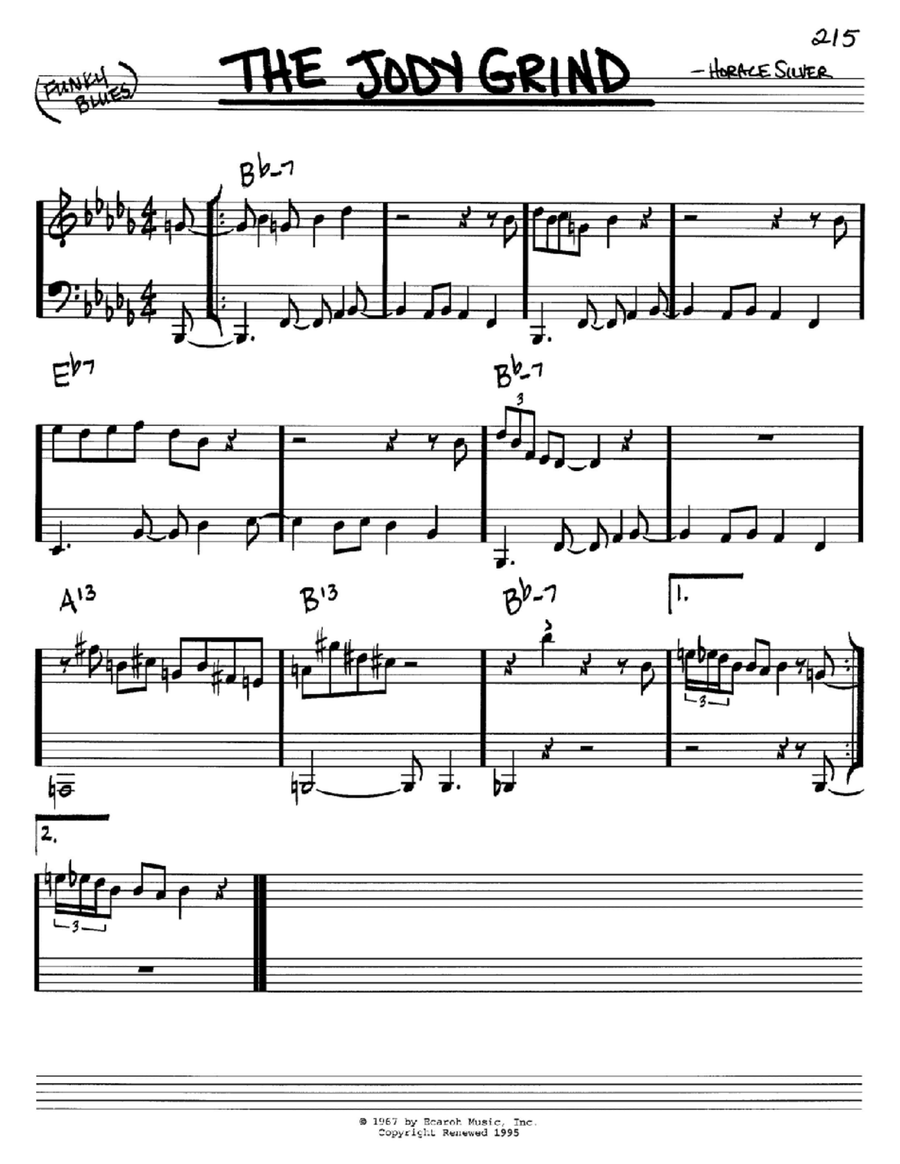 The Jody Grind The Jody Grind Piano scores gallery preview page 1