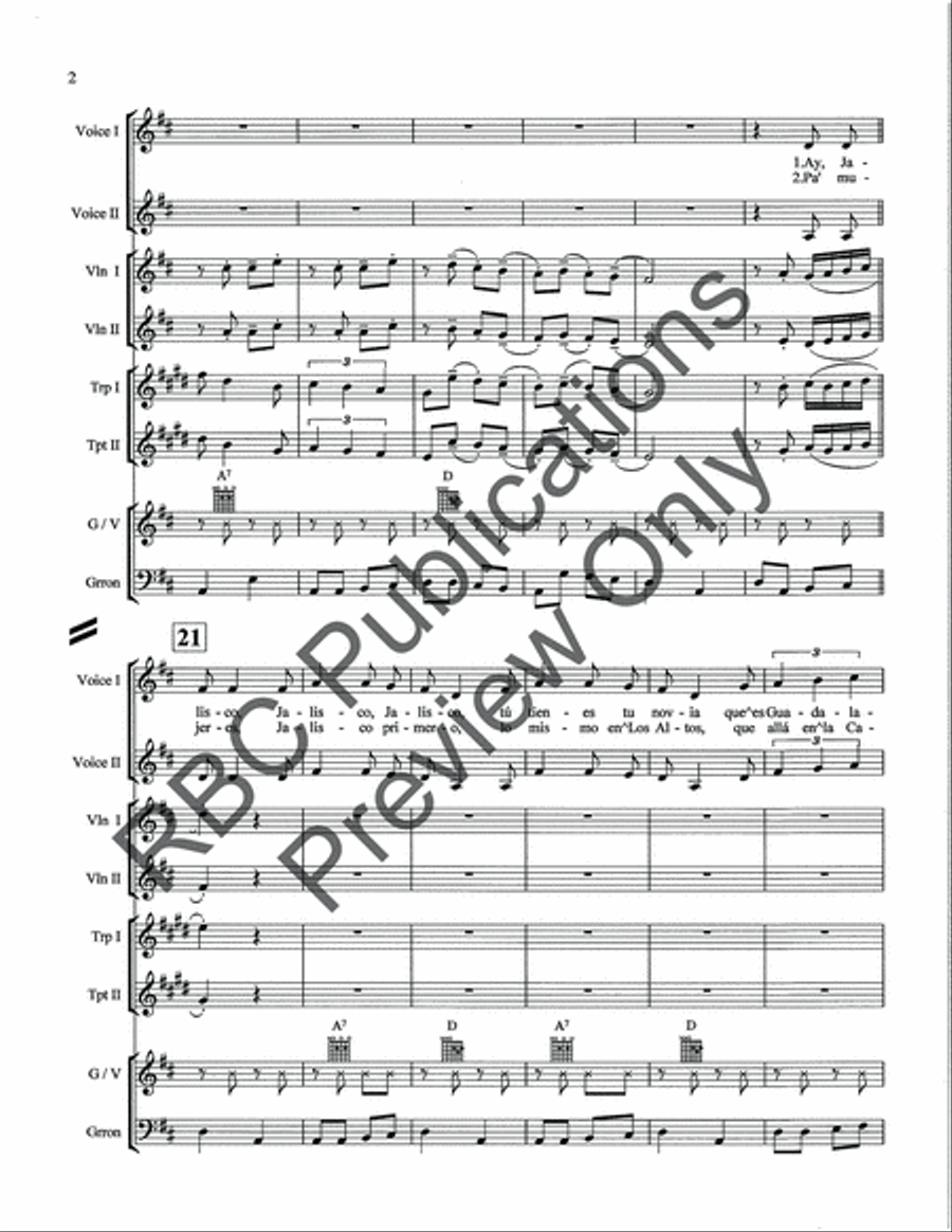 Jalisco Mariachi (Score) Voice scores gallery preview page 4