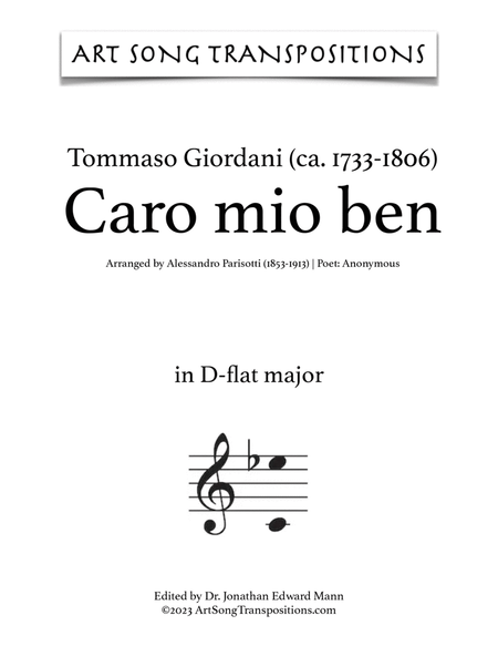 GIORDANI: Caro mio ben (transposed to D-flat major)