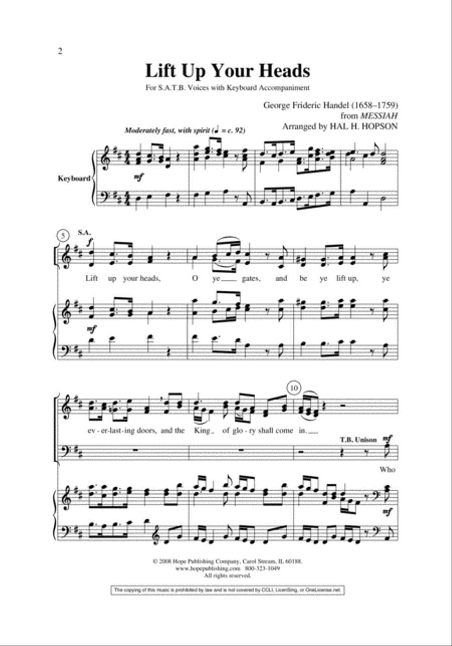 Lift Up Your Heads 4-Part scores gallery preview page 2
