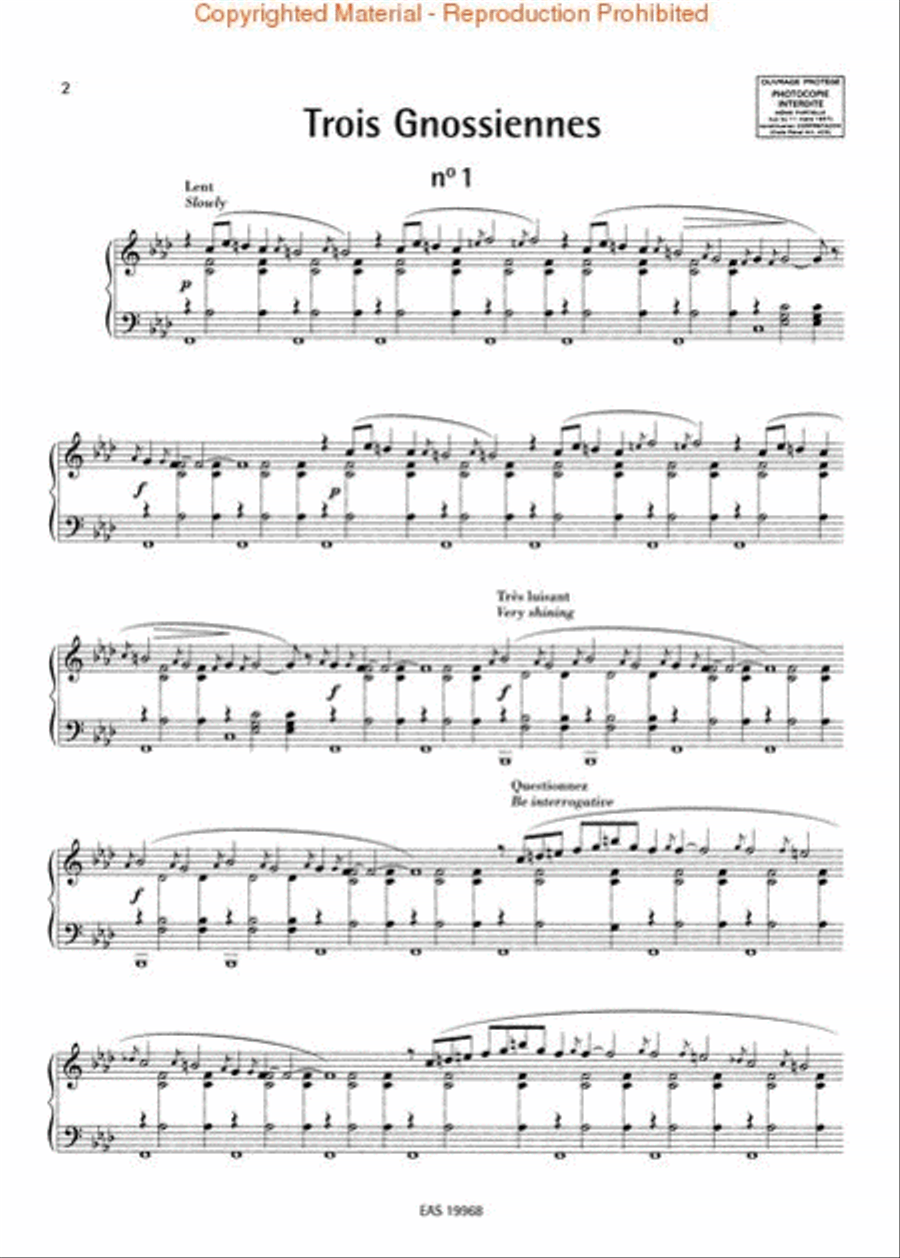 Seven Gnossiennes Piano Solo scores gallery preview page 2