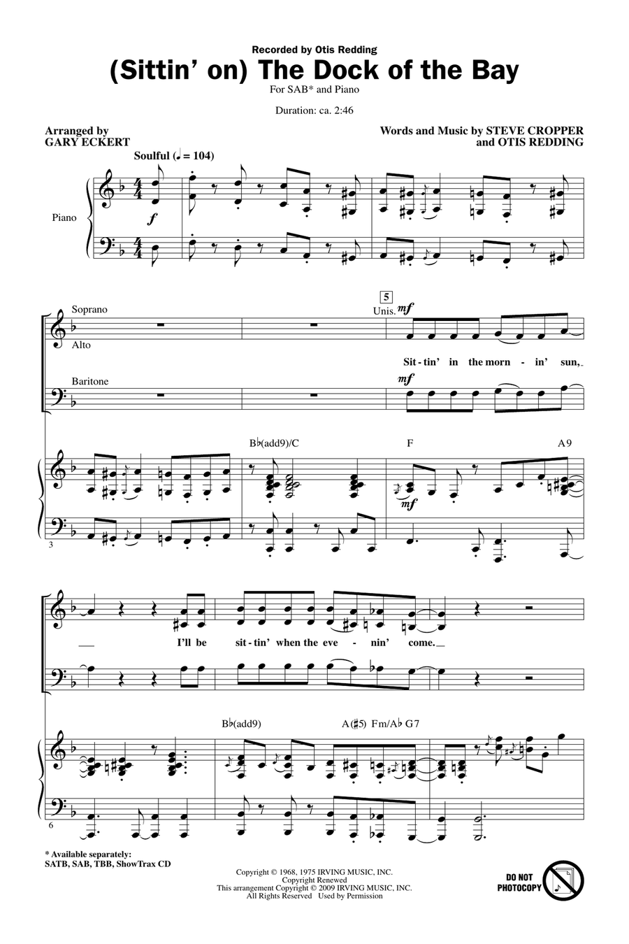 (Sittin' On) The Dock Of The Bay 3-Part scores gallery preview page 1