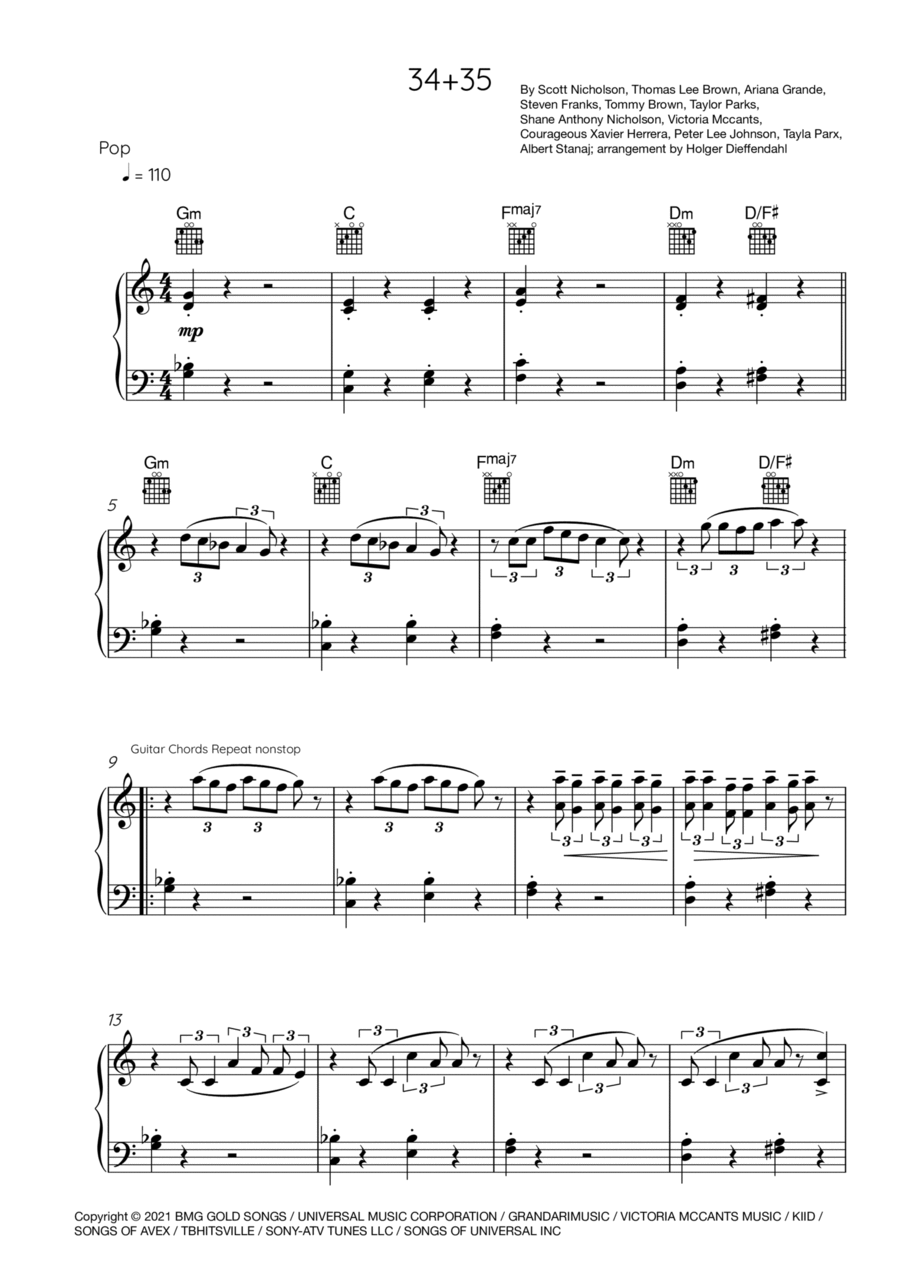 34+35 Piano, Vocal, Guitar scores gallery preview page 1