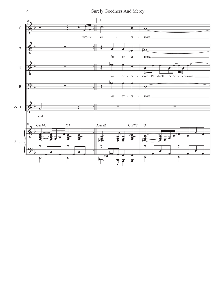 Surely Goodness And Mercy (Vocal Quartet - (SATB) 4-Part scores gallery preview page 4
