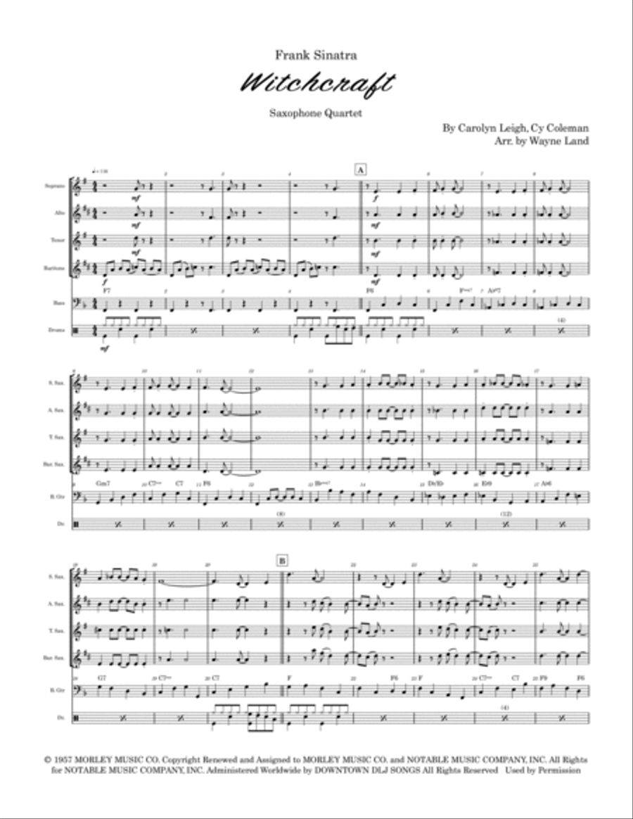 Witchcraft Saxophone Quartet scores gallery preview page 2