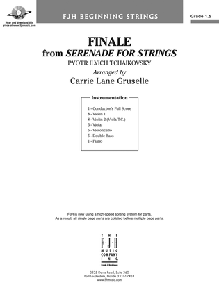Book cover for Finale from Serenade for Strings: Score