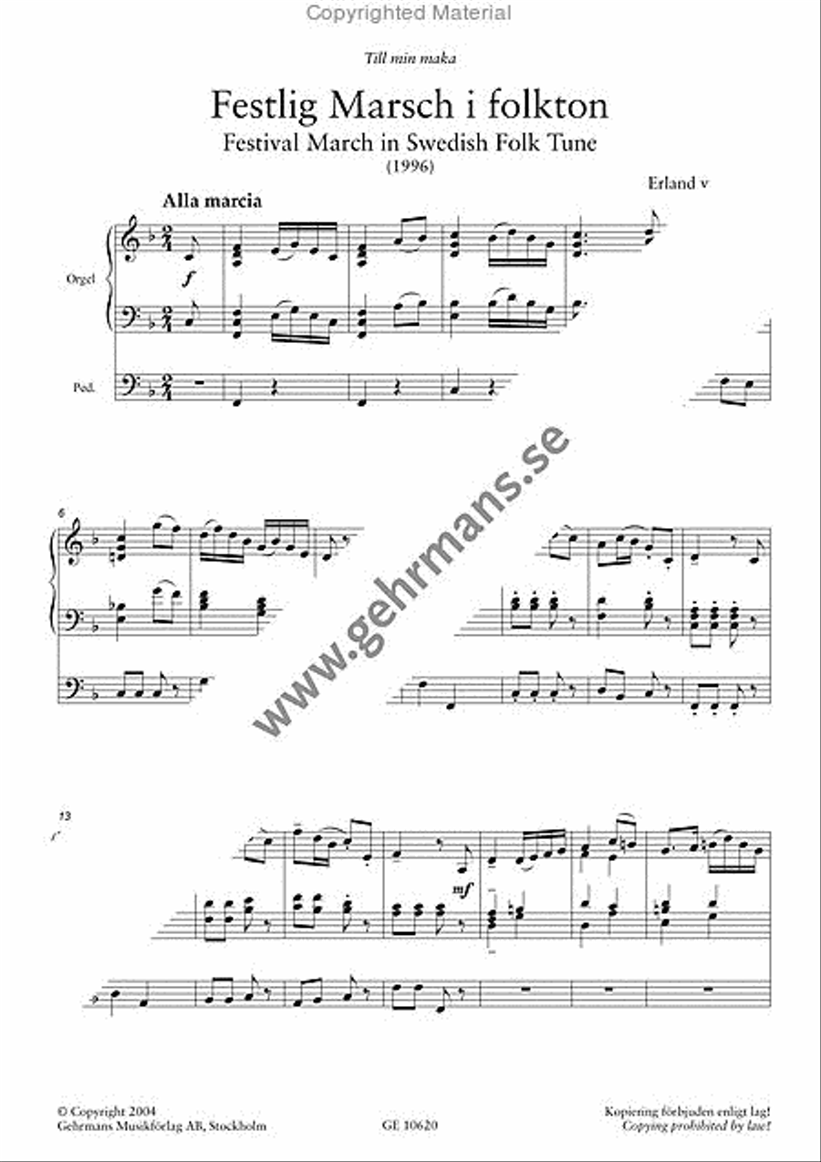 Festlig marsch i folkton Festlig marsch i folkton Organ Solo scores gallery preview page 2