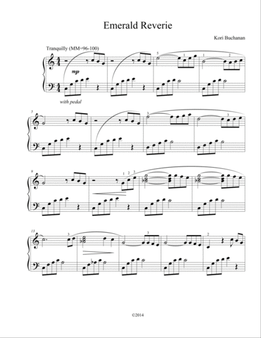 Emerald Reverie Piano Solo scores gallery preview page 1