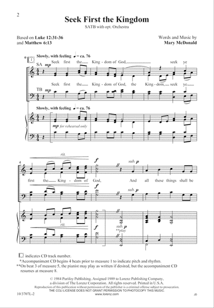 Seek First the Kingdom Seek First the Kingdom 4-Part scores gallery preview page 2