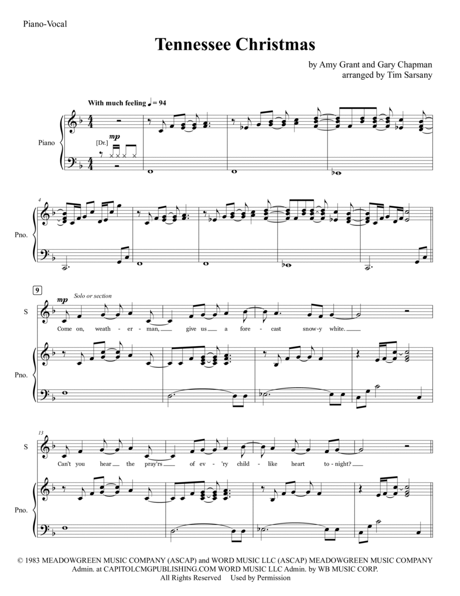 Tennessee Christmas 4-Part scores gallery preview page 1
