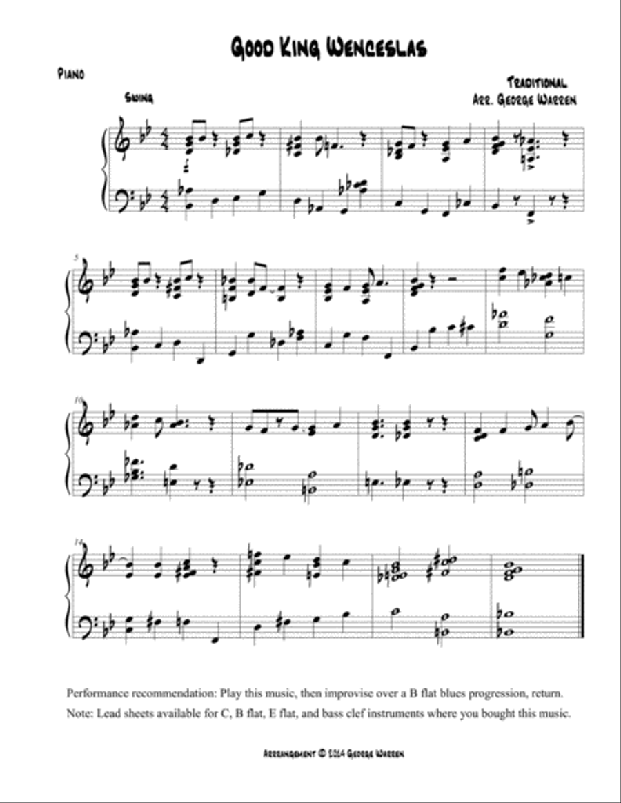 Good King Wenceslas Good King Wenceslas Piano Solo scores gallery preview page 1