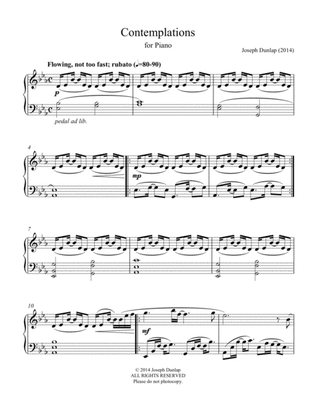 "Contemplations" for Solo Piano, Composed by Joseph Dunlap
