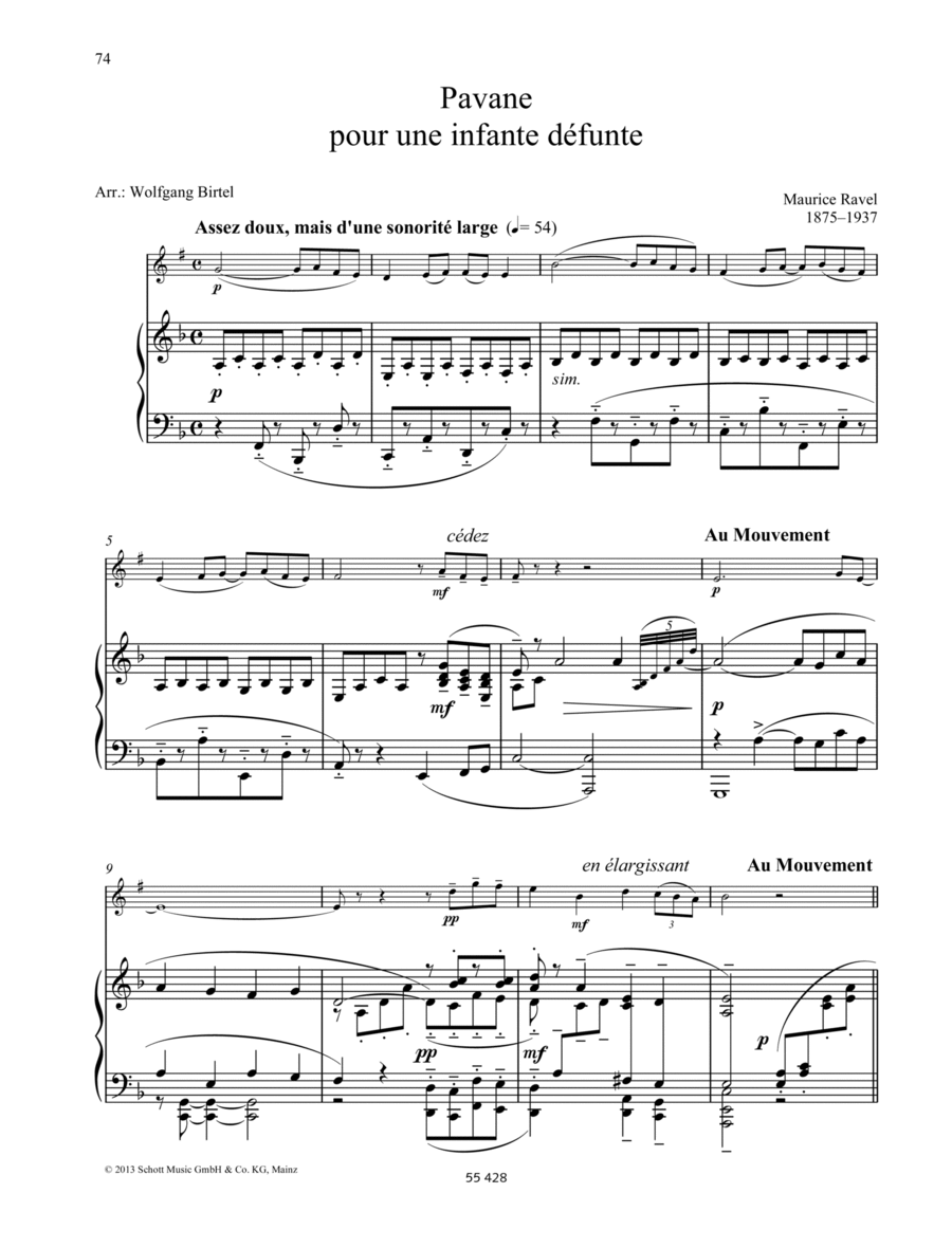 Pavane pour une Infante Défunte Clarinet Solo scores gallery preview page 1