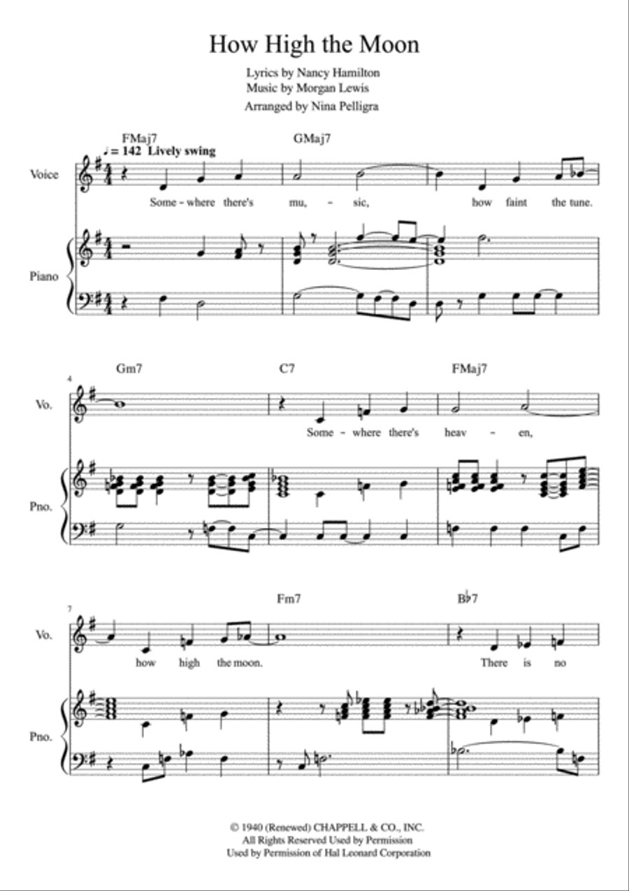 How High The Moon Voice scores gallery preview page 1