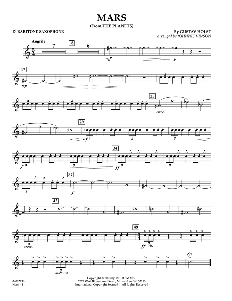 Mars (from The Planets) - Eb Baritone Saxophone