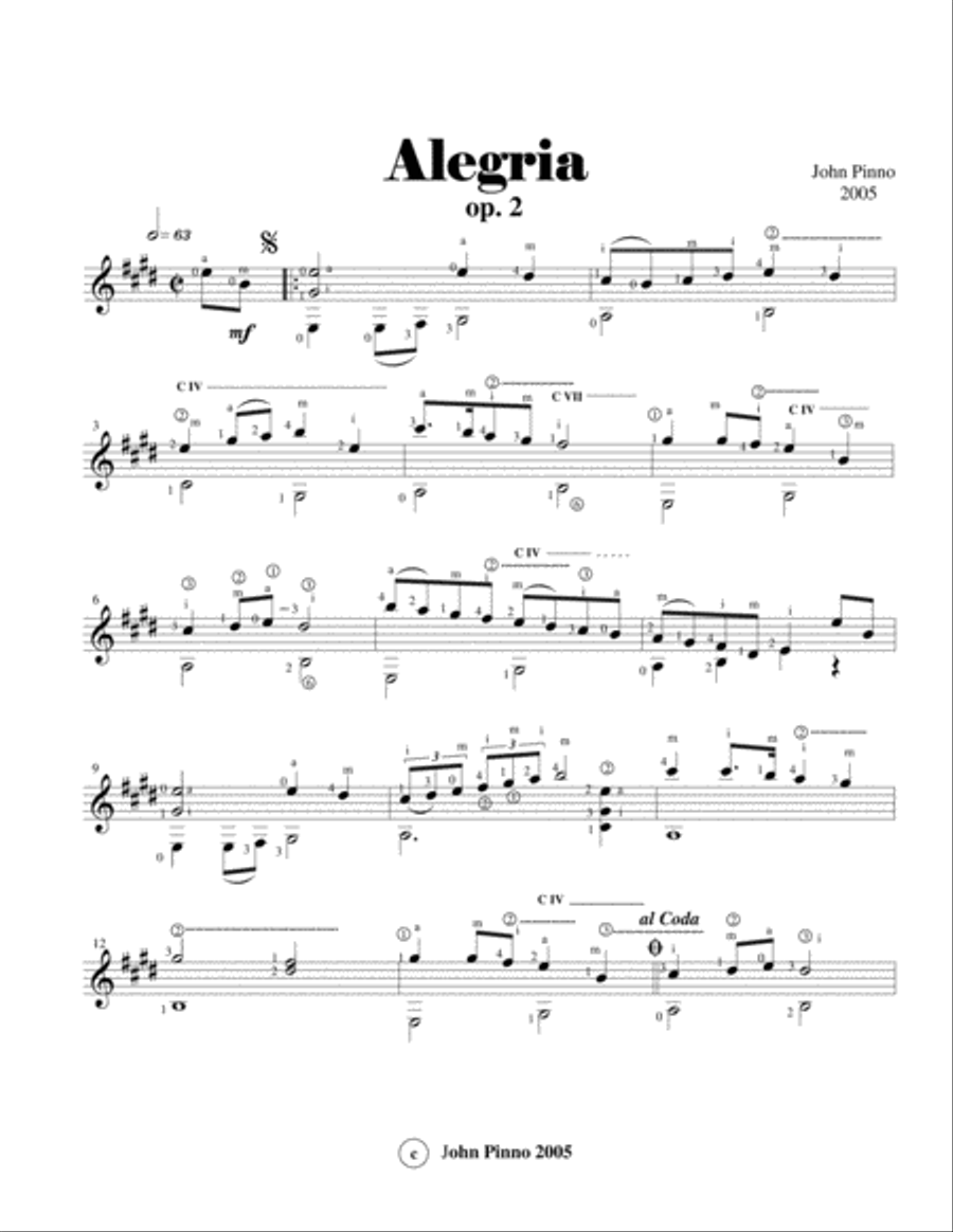 Alegria, a classical guitar solo Acoustic Guitar scores gallery preview page 2