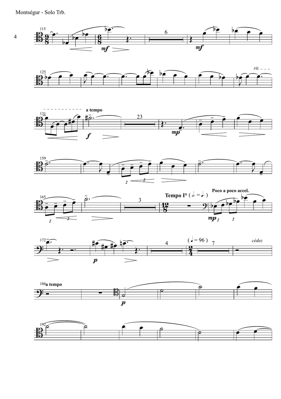 Montsegur, The Cathar Tragedy, symphonic poem for solo trombone and orchestra - PARTS Small Ensemble scores gallery preview page 4