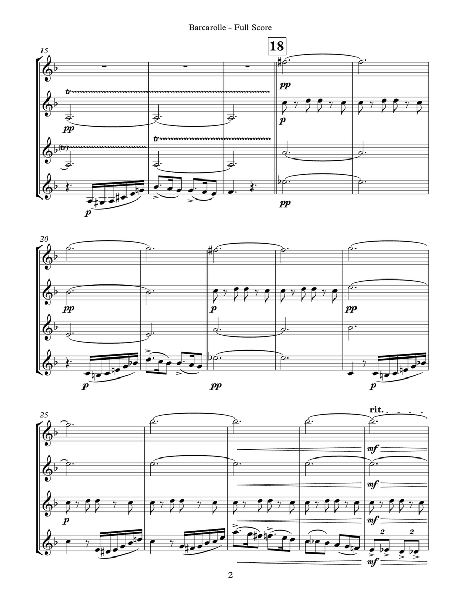 Barcarolle (for Clarinet Quartet) Clarinet Quartet scores gallery preview page 6