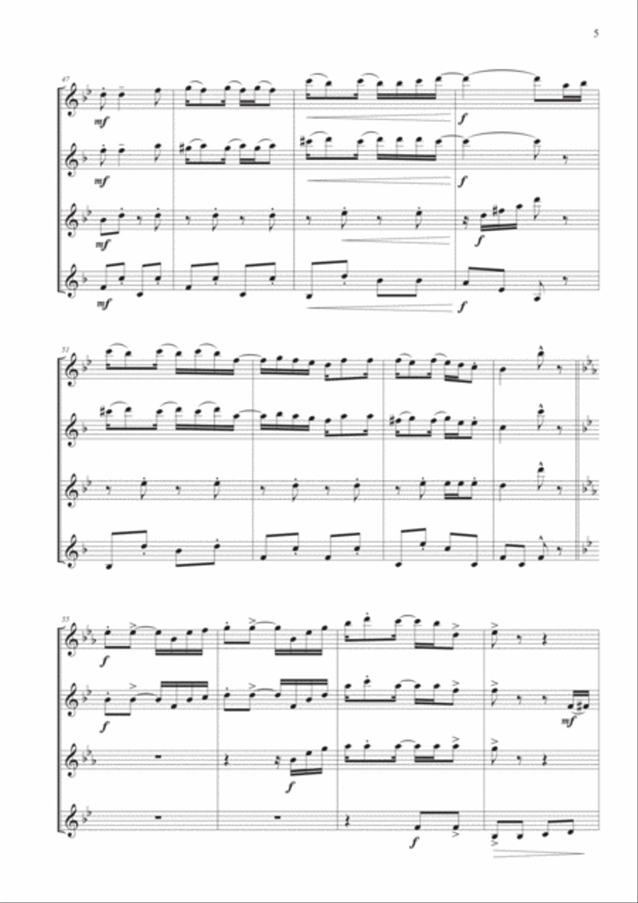The Easy Winners for Saxophone Quartet Saxophone Quartet scores gallery preview page 5