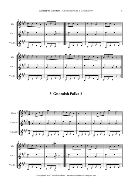 A Story of Gnomes, for beginner violin trio