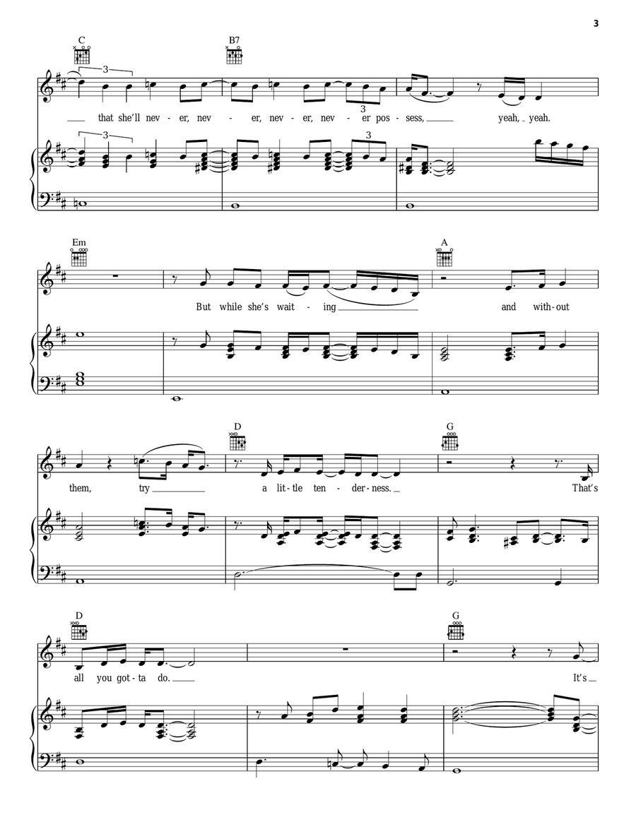 Try A Little Tenderness Piano, Vocal, Guitar scores gallery preview page 3