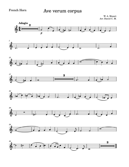 Ave Verum Corpus for french horn (easy) image number null