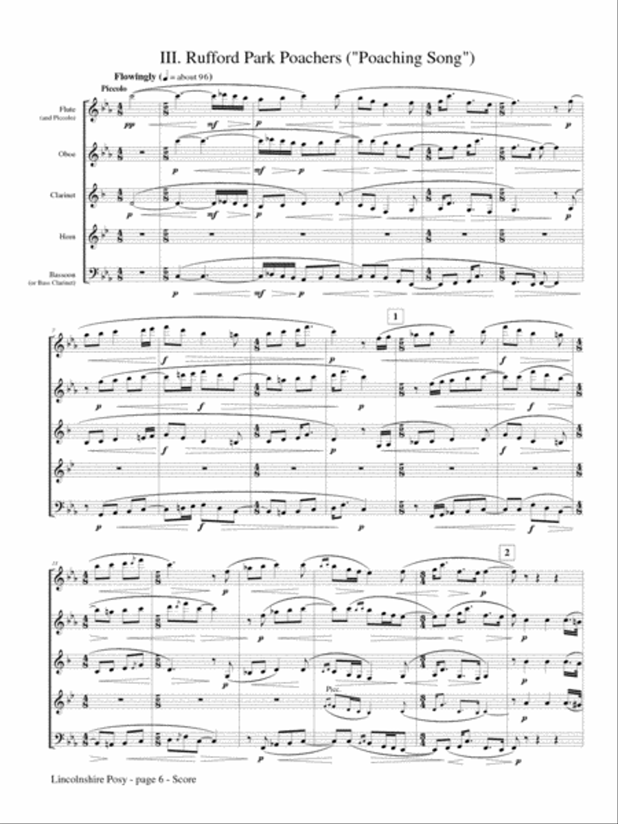 Lincolnshire Posy (Wind Quintet) Woodwind Quintet scores gallery preview page 5