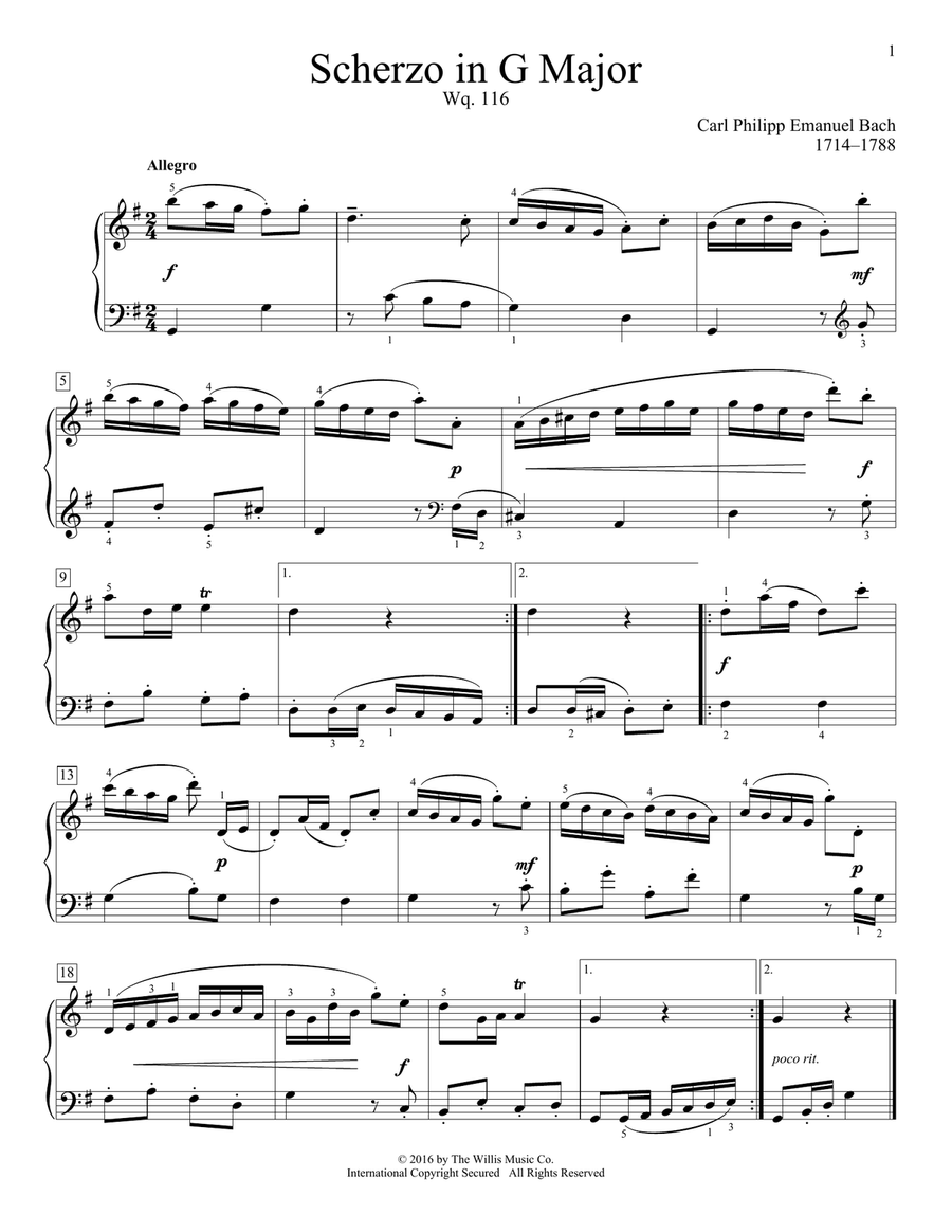 Scherzo In G Major, Wq. 116 Piano Method scores gallery preview page 1