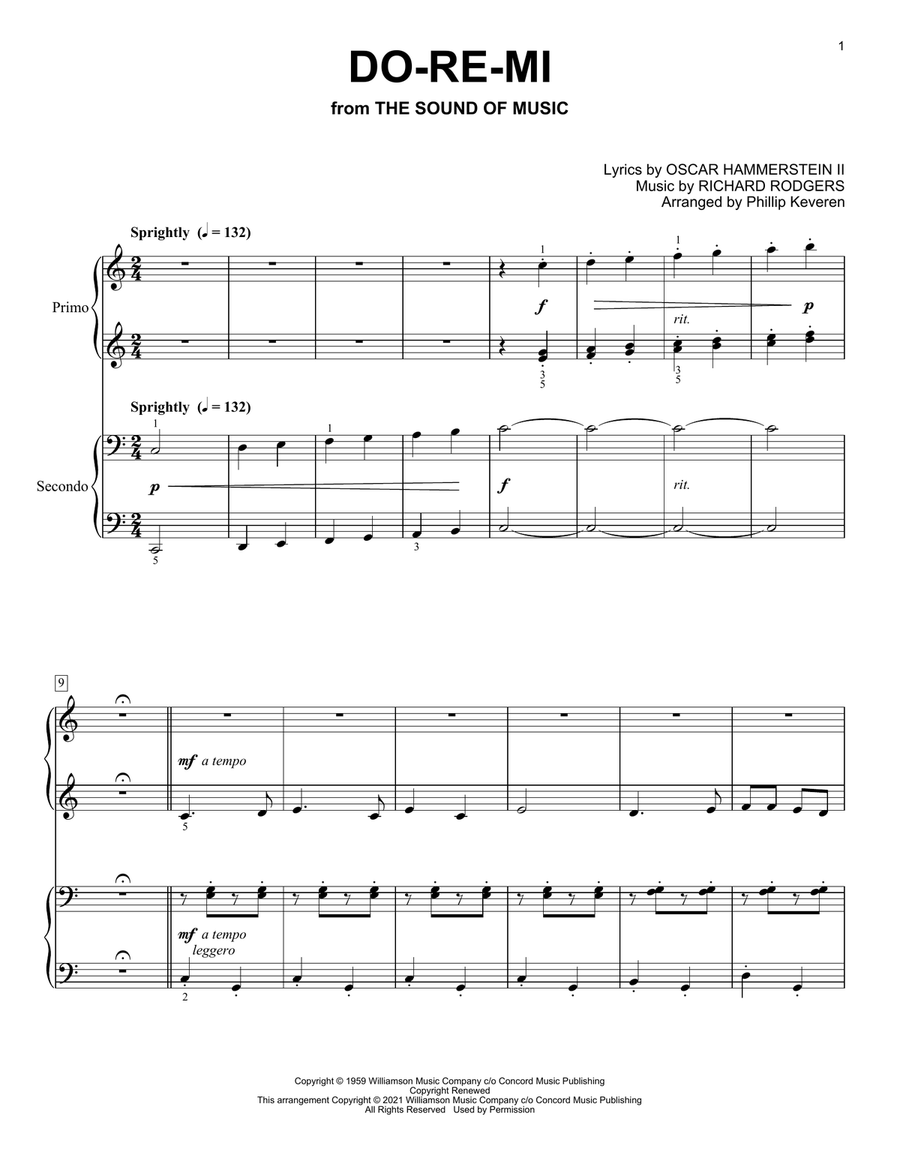 Do-Re-Mi (from The Sound Of Music) (arr. Phillip Keveren) Piano Duet scores gallery preview page 1