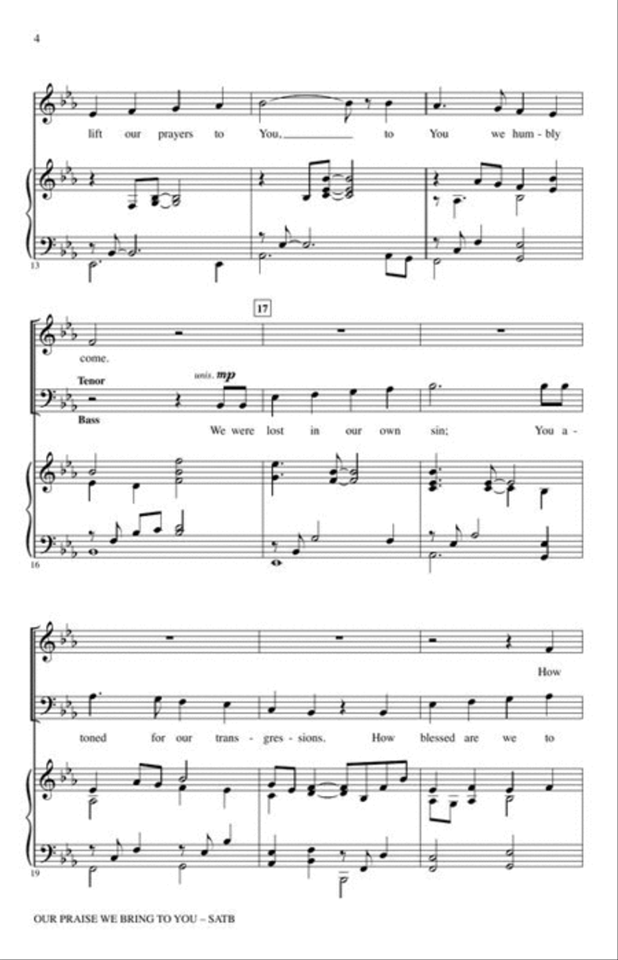 Our Praise We Bring to You 4-Part scores gallery preview page 4