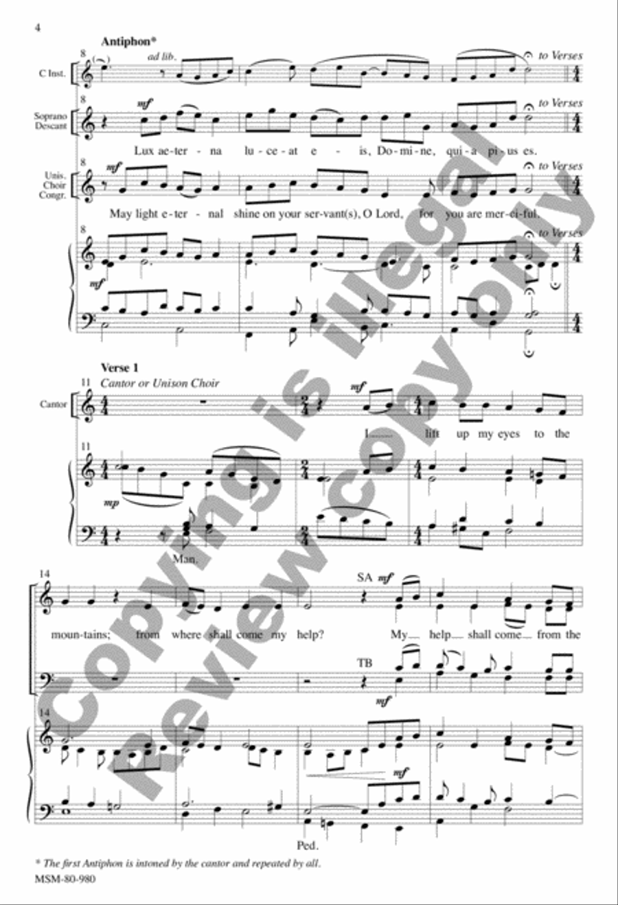 May Light Eternal Shine on Your Servant: Communion Antiphon for the Mass of Christian Burial 4-Part scores gallery preview page 4