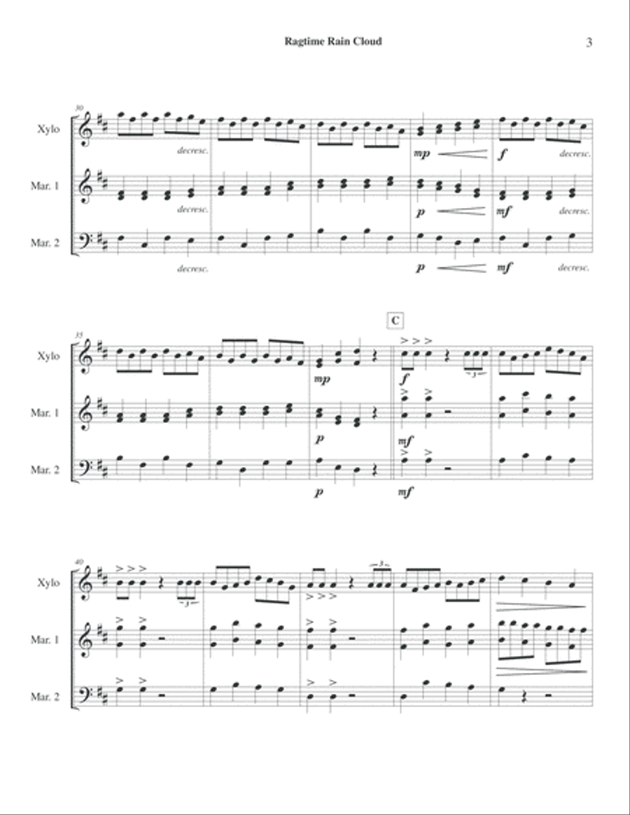 Ragtime Rain Cloud - Xylophone Solo with Marimba Duo Accompaniment image number null