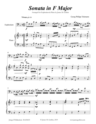 Book cover for Telemann: Sonata in F Major for Euphonium & Piano