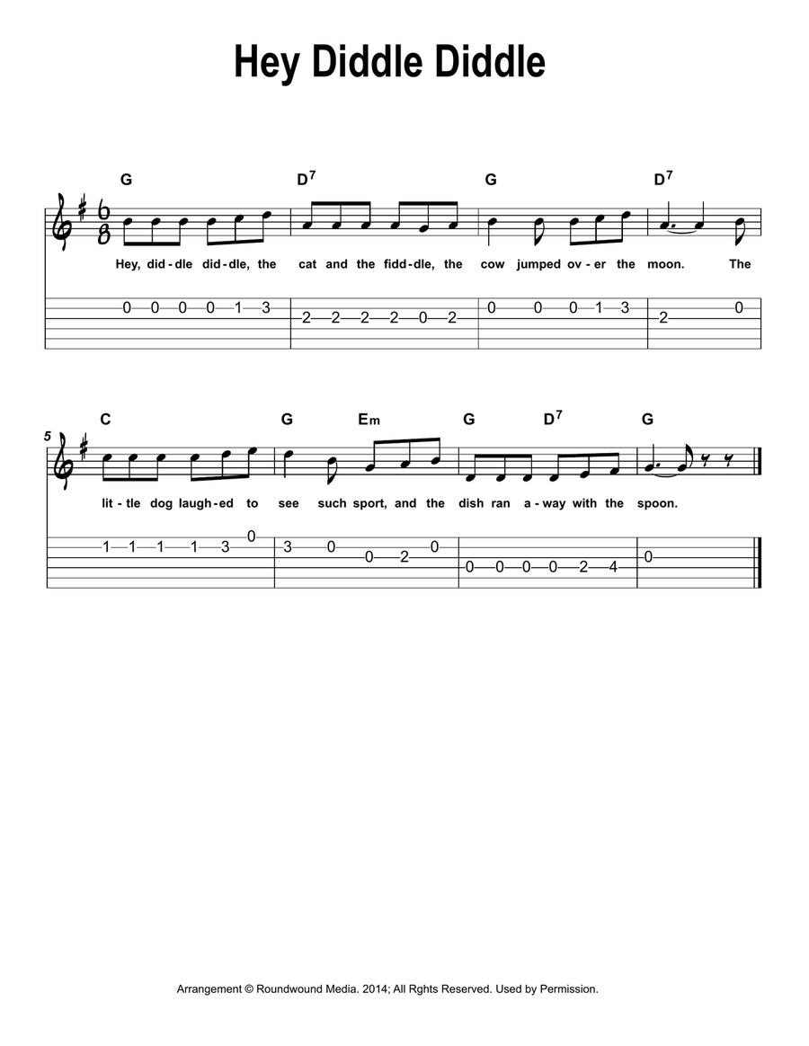 Easy Guitar Nursery Rhymes and Children's Songs (w/chords and TAB) Guitar Tablature scores gallery preview page 6