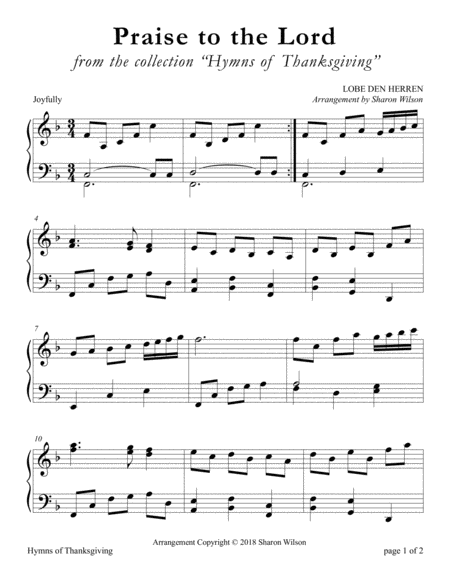 Praise to the Lord (LARGE PRINT Piano Solo) image number null