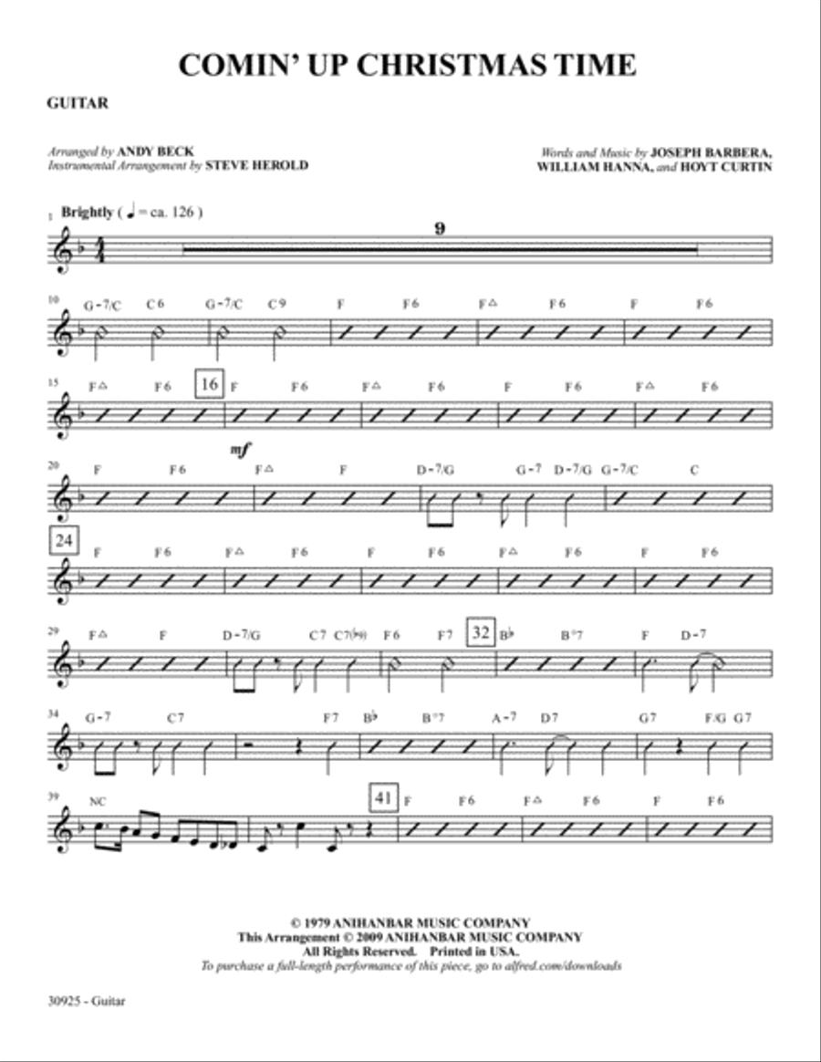 Comin' Up Christmas Time: Guitar Guitar scores gallery preview page 1