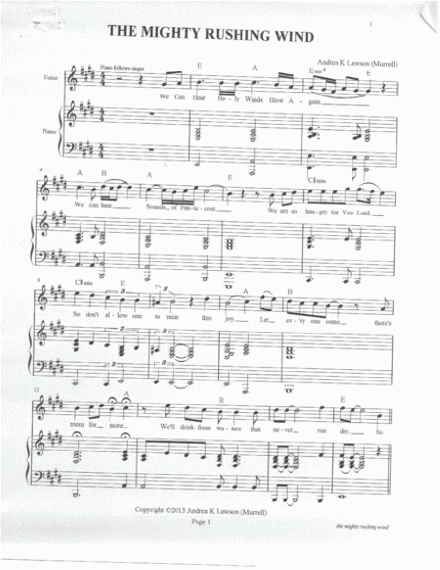 The Mighty Rushing Wind Voice scores gallery preview page 1