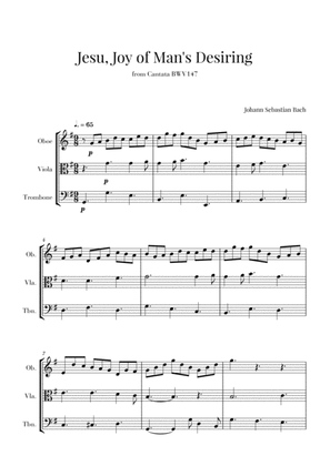 Bach - Jesu, Joy of Man's Desiring for Oboe, Viola and Trombone