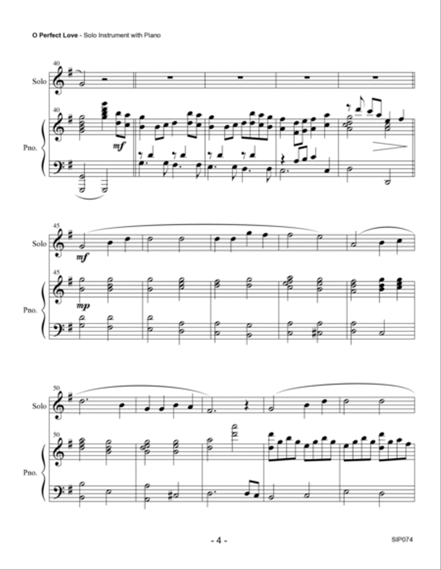 O PERFECT LOVE - SOLO INSTRUMENT with Piano Accompaniment (any Brass, Woodwind, String or Mallet Per Large Ensemble scores gallery preview page 4