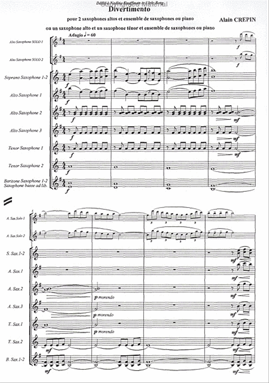 Divertimento 1 5 7 5, pour ensemble de saxophones Saxophone Ensemble scores gallery preview page 2
